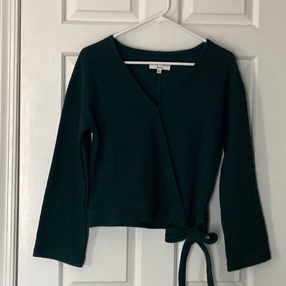 Madewell dark green faux wrap top